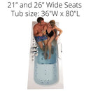 Ella Big4Two 36"x80" Hydro + Air Massage w/ Independent Foot Massage Walk-In Tub