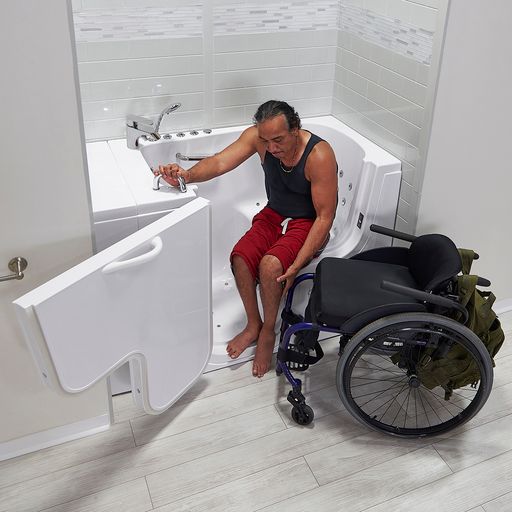 Ella Wheelchair Transfer 30"x52" Air and Hydro Massage Walk-In Tub